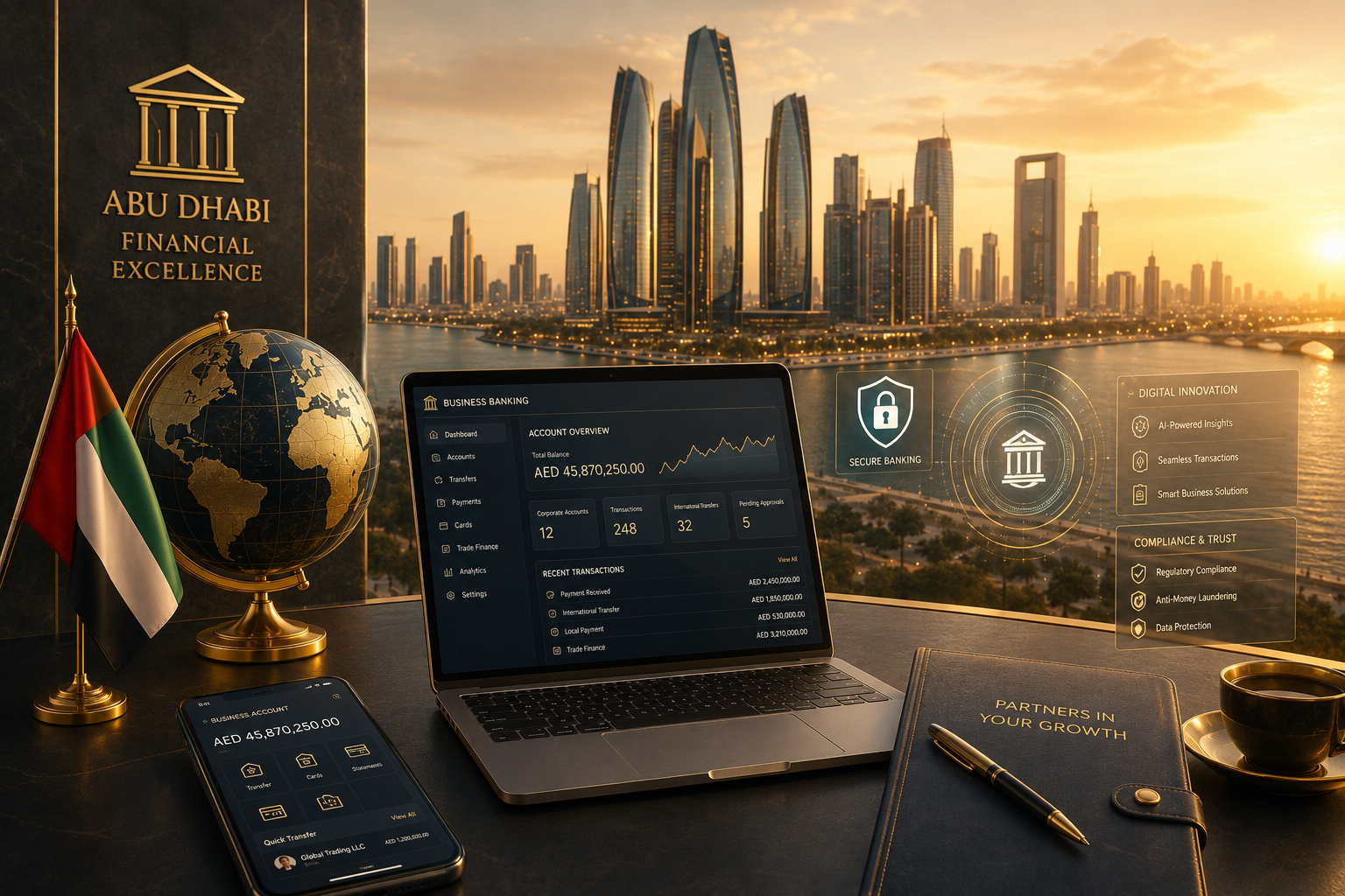 Modern banking and finance district in Abu Dhabi