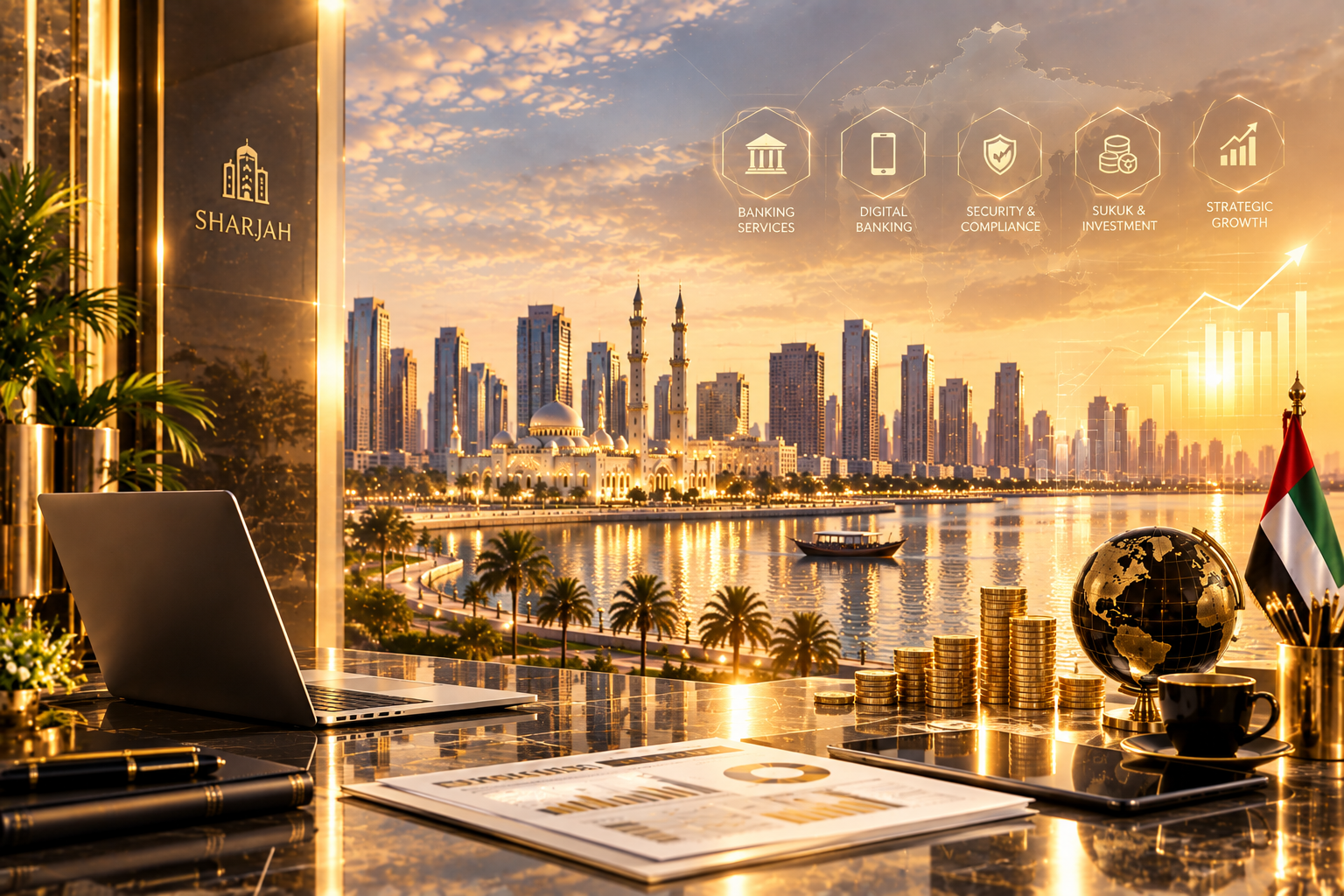 Financial services and banking district in Sharjah